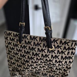 Michael Kors Signature Black and Tan Tote